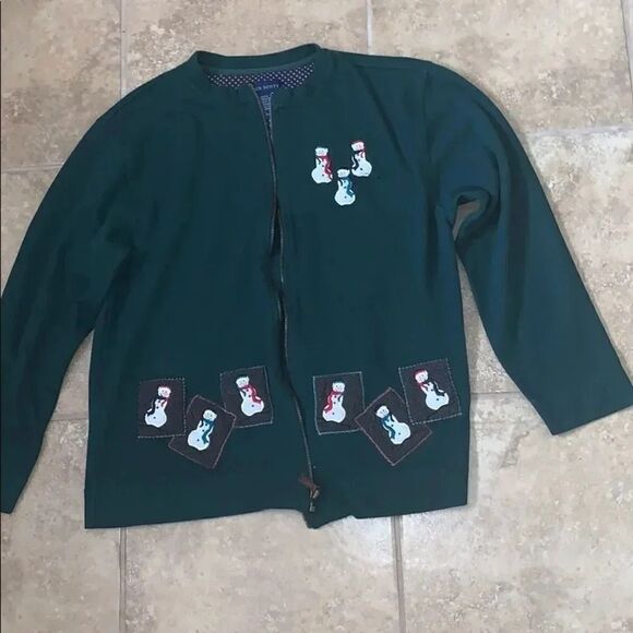 🌸 Karen Scott Ugly‎ Christmas Sweater Jacket Size Large🌸 - Picture 1 of 7